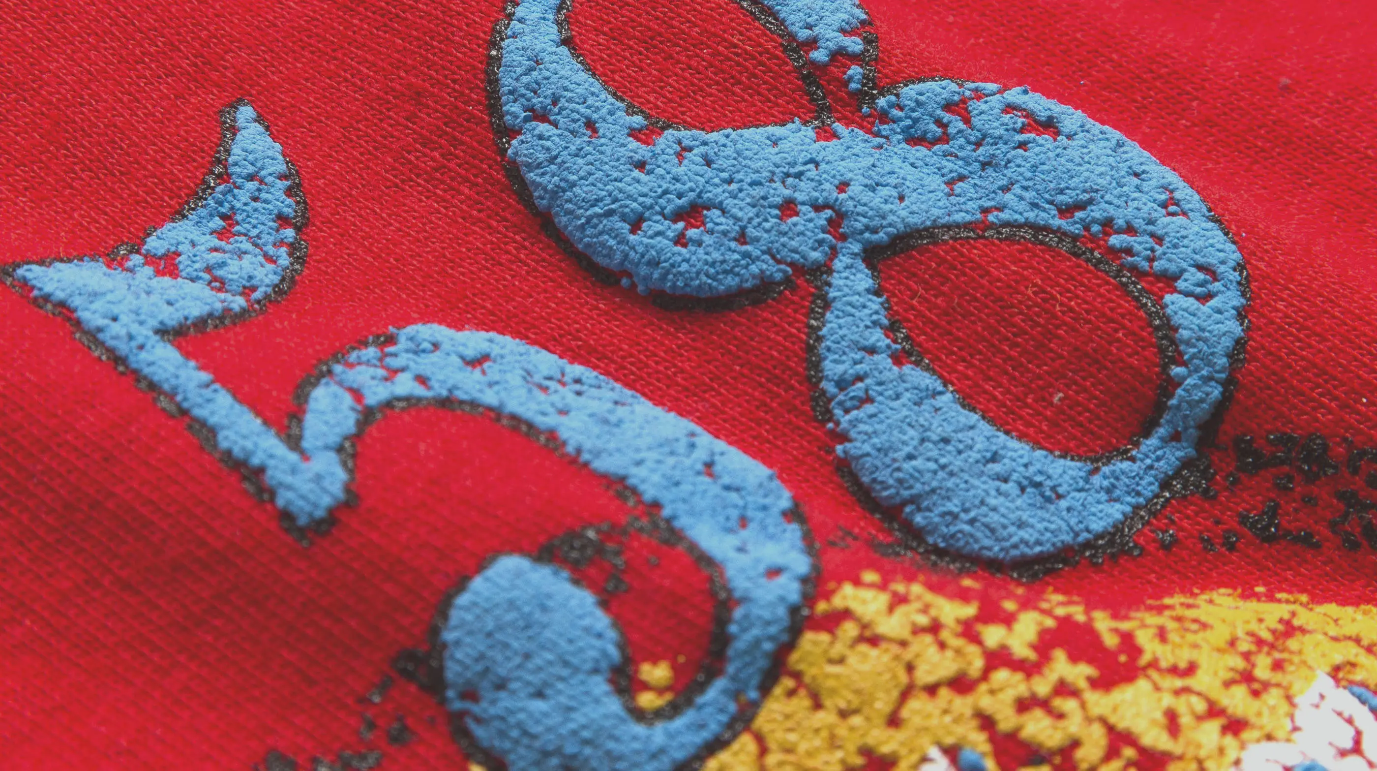 Closeup of stitching on an embroidered garment